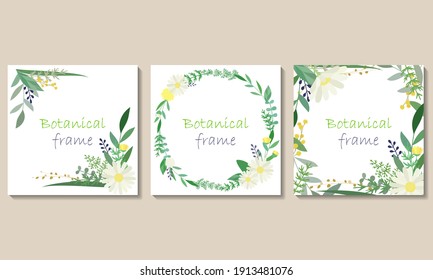 Botanischer Bildersatz. Vorlagen für Einladungen oder Grußkarten (Vektorgrafik, Ausschnitt)