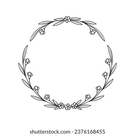 Botanical frame line concept. Empty space for text. Award and reward. Summer and spring season. Graphic element for website. Linear flat vector illustration isolated on white background