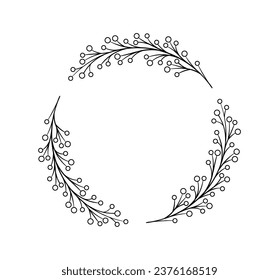 Botanical frame line concept. Empty space for text and inscriptions. Award and reward, trophy. Graphic element for website. Linear flat vector illustration isolated on white background