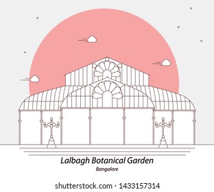 botanical garden Bangalore India line art  flat vector 