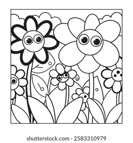 Botanical garden coloring books elements illustration