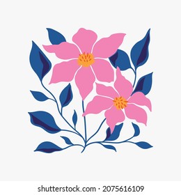 Botanical garden floral plants. Colorful flat vector illustration. Abstract contemporary modern trendy vector illustration. Perfect for posters, instagram posts, stickers.