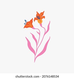 Botanical garden floral plants. Colorful flat vector illustration. Abstract contemporary modern trendy vector illustration. Perfect for posters, instagram posts, stickers.