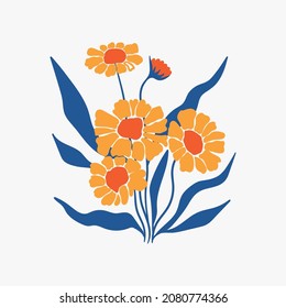 Botanical garden floral plants. Colorful flat vector illustration. Abstract contemporary modern trendy vector illustration. Perfect for posters, instagram posts, stickers.