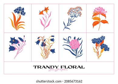 Botanical garden floral plants. Colorful flat vector illustration. Abstract contemporary modern trendy vector illustration. Perfect for posters, instagram posts, stickers.