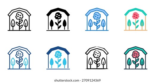 Conjunto de iconos de jardín botánico colección de Vector de estilo múltiple. Trazo editable 
