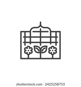 Botanical Garden line icon. linear style sign for mobile concept and web design. Glasshouse with flowers outline vector icon. Symbol, logo illustration. Vector graphics svg