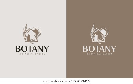 Logo del Jardín Botánico. Símbolo universal creativo premium. Plantilla de logotipo del icono de signo del vector. Ilustración del vector
