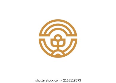 Botanical Garden Monoline Logo Vector
