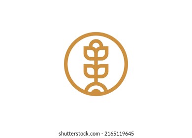 Vector de logotipo de monolina del jardín botánico