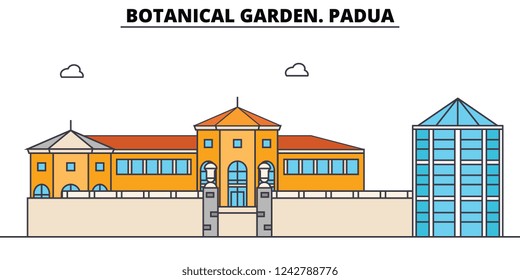 Botanical Garden. Padua line travel landmark, skyline, vector design. Botanical Garden. Padua linear illustration. 