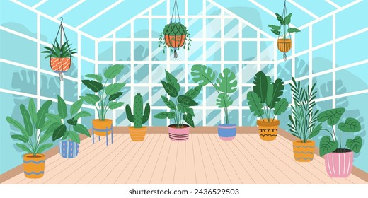 Botanical garden with plants. Vector illustration.