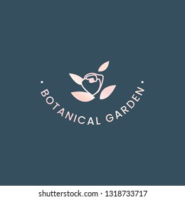 Botanical garden rose badge vector