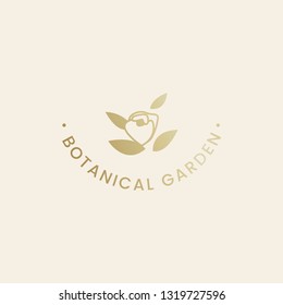 Vetor de emblema de rosa de jardim botânico