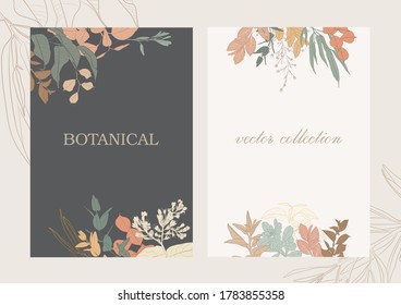 Botanical garden. Vector collection of hand drawn plant elements