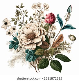 Botanischer Garten Vintage Blume. Vintage Botanische Illustration, Vintage Blumen Illustration, Blumendruck, florale Wandkunst, Scrapbook digitales Papier...