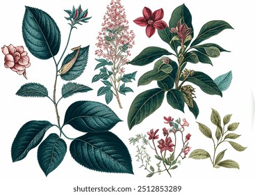 Botanical Garden Antiguas Flor. Ilustración botánica de Antiguas, ilustración de flores de Antiguas, impresión floral, arte floral de la pared,...