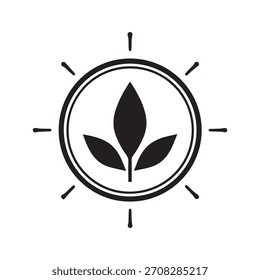 Emblema de farmacia de geometría botánica con estilo monocromo limpio