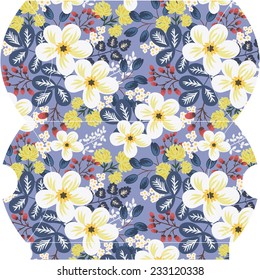 Botanical gift box template (vector floral background)