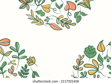 Botanical green floral leaves background with copy space for text. Botanical green leaves background