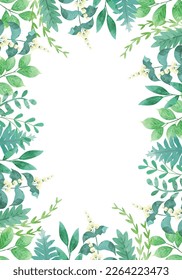 Botanical green frame. Vector illustration background.