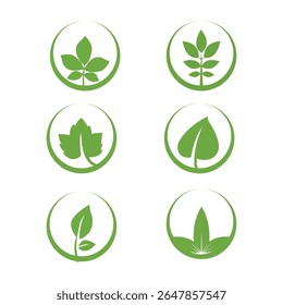 Botanical Greenery A Collection of Leaf Icons Representing Nature and Growth in a Minimalist and Eco Friendly Design.