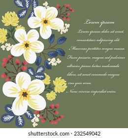 Botanical greeting card template (vector background)