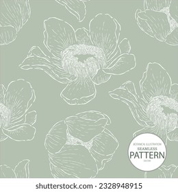 Botanical hand drawn gustavia flower illlustration seamless pattern03