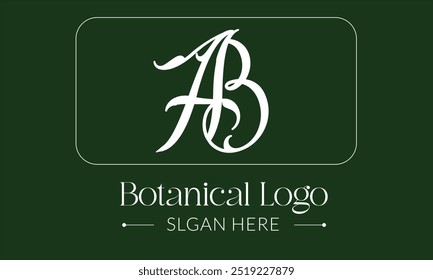 Botanical Hand Drawn Logo with Wild Flower and Leaves. Logo for spa and beauty salon, boutique, organic shop, wedding, floral designer, interior, photography, cosmetic. Floral element