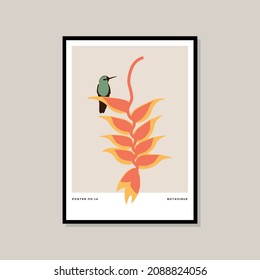 Botanical hand drawn poster design for your wall art collection