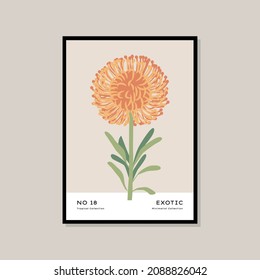 Botanical hand drawn poster design for your wall art collection