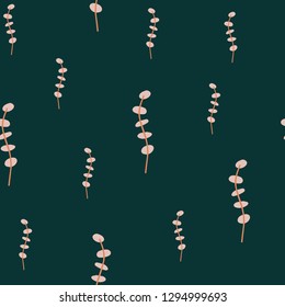 Botanical hand drawn seamless pattern. Abstract background with branches. Vector illustration. Scandinavian design