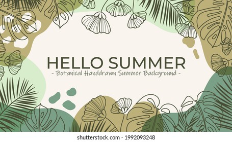 vector de fondo de verano dibujado a mano botánica 3