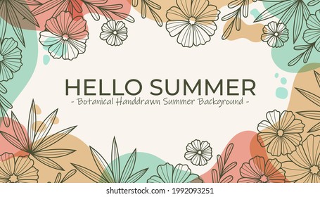 vector de fondo de verano dibujado a mano botánica 2
