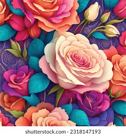 Patrón botánico armonioso de flores coloridas en ilustración vectorial