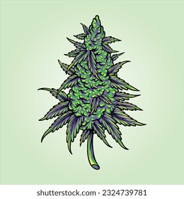 Botanical hemp flower cannabis bud dispensary illustrations vector illustrations for your work logo, merchandise t-shirt, stickers and label designs, poster, greeting cards advertising business 