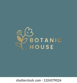 Botanical house flower badge vector