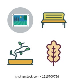 botanical icon set. vector set about bonsai icon, image, bonsai and oak leaf icons set.