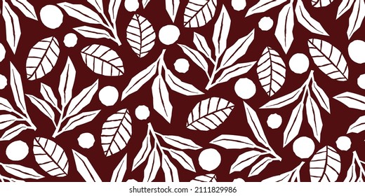 Botanical illustration background. Seamless pattern.Vector. 