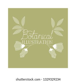 botanical illustration label with plants