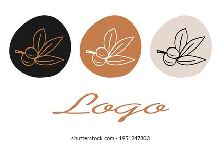 Botanical illustration vector logo design set collection luxury logo icons highlights decoration floral herbal doodle hand drawn elements company brand label 