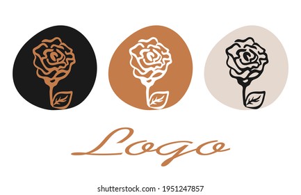 Botanical illustration vector logo design set collection luxury logo icons highlights decoration floral herbal doodle hand drawn elements company brand label 
