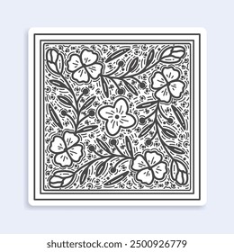 botanical illustration, vintage square, bandana