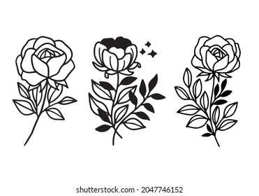 Botanical Image Flower Black and White Free Vector Download