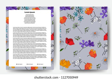 Botanical invitation card template design. Vector stock.