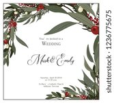 Botanical isolated template for wedding invitation card