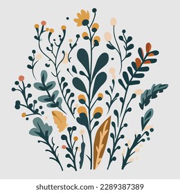 botanical, jungle  cute flowers vector design