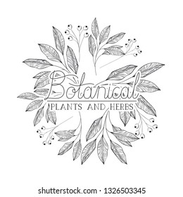 botanical label with plants and herbs