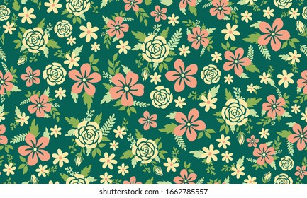 Botanical leaf design pattern background, with elegant flower decor.