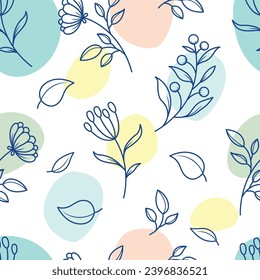 Botanical leaf doodle seamless pattern wallpaper background